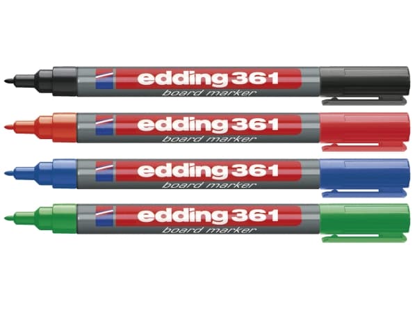 edding 361 board - Markering - för kort - svart, röd, blå, grön - pigmentbläck - 1 mm (paket om 4)