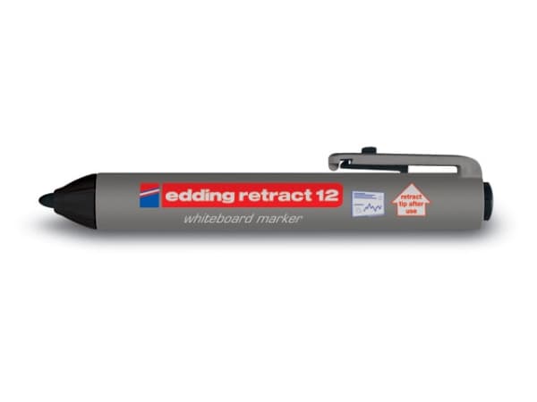 edding retract 12 whiteboard - Markering - permanent - för whiteboard - svart - 1.5-3 mm - indragbar