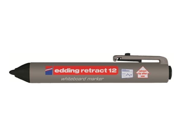 edding retract 12 whiteboard - Markering - permanent - för whiteboard - svart - 1.5-3 mm - indragbar
