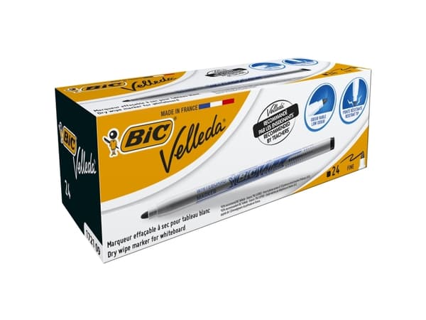 Whiteboadmarker BIC Velleda 1721 musta - (24 stk.)