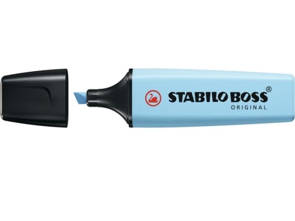 STABILO Boss Original Pastel, 1 stykker, Blå, Meisel tupp, Sort, Blå, Breezy blue, Plast