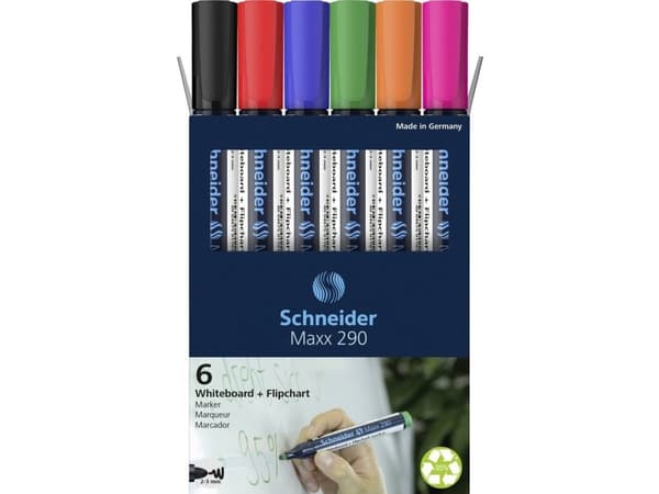Schneider skrivinstrument whiteboardmarkör Maxx 290 set om 6 assorterade, 5+1 action 129096 whiteboardmarkör 1 st
