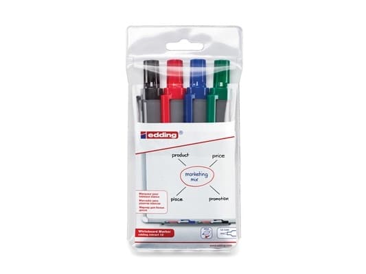 Edding retract 12, 4 styck, Svart, Blå, Grön, Röd, Rundad spets, Plast, Rund, 1,5 mm
