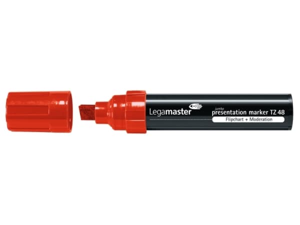 Legamaster TZ48 presentation marker jumbo röd, 10 styck, Röd, Mejselspets, Svart, Röd, Plast, Rund