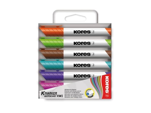 Kores M20803, 6 stykker, Lysegrønn, Blå, Brun, Fiolett, Oransje, Rosa, Meisel tupp, Flerfarget, Rund, 5 mm