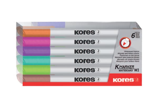 Kores M22846, 6 styck, Brun, Ljusblå, Ljusgrön, Rosa, Violett, Penspets, Multifärg, Rund, 1 mm