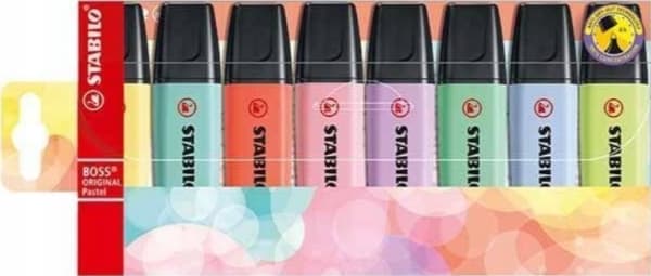STABILO Boss Original Pastel, 8 stykker, Flerfarget, Meisel tupp, Flerfarget, Plast, Rektangel