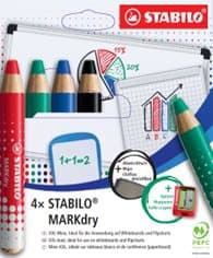 Whiteboardpenna MARKdry + pennvässare 4-pack STABILO