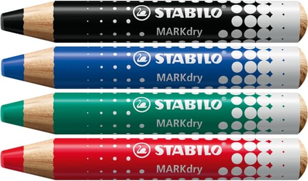 Whiteboardpenna MARKdry + pennvässare 4-pack STABILO