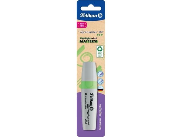 Pelikan Textmarker 490 eco, 1 stykker, Grønn, Meisel tupp, Resirkulert plast, Fet/fin/middels, 1 mm