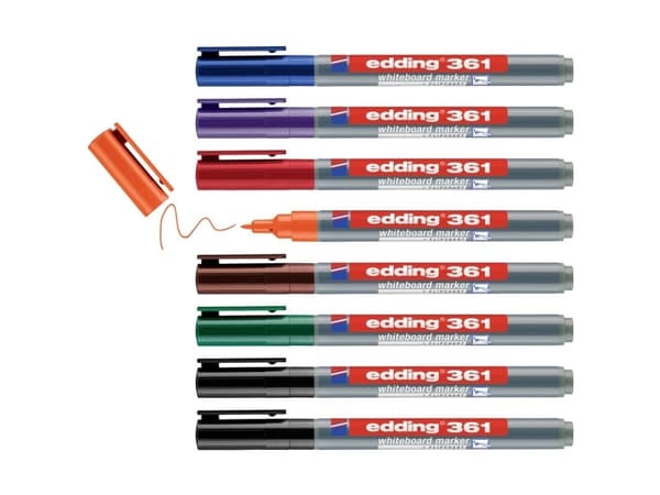 Edding 4-361-8-S2999 Whiteboard Marker Set Svart, Röd, Blå, Grön, Orange, Brun, Violett 8 st