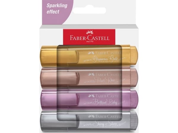 Faber-Castell Textliner 46 Metallic, 4 styck, Guld, Lila, Rosa, Silver, 1 mm, 5 mm, Vattenbaserat bläck, Tonåringar