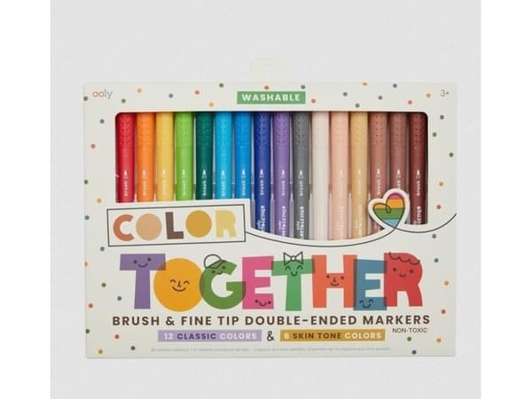 OOLY Color Together, 18 styck, Beige, Svart, Blå, Brun, Cyan, Grön, Grå, Ljusblå, Ljusgrön, Ljusgrå, Orange, Rosa, Lila, Röd, Gul, 3 År, Fibre tip, R