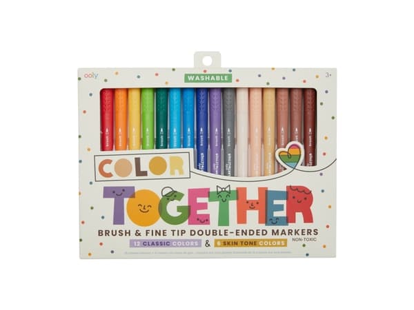OOLY Color Together, 18 styck, Beige, Svart, Blå, Brun, Cyan, Grön, Grå, Ljusblå, Ljusgrön, Ljusgrå, Orange, Rosa, Lila, Röd, Gul, 3 År, Fibre tip, R
