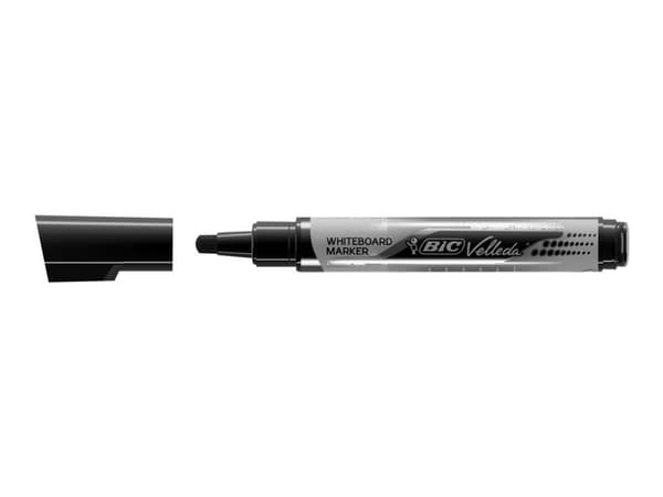 BIC VELLEDA - Markering - icke-permanent - för whiteboard - svart - alkoholbaserat bläck - 2.3 mm - stor (paket om 12)