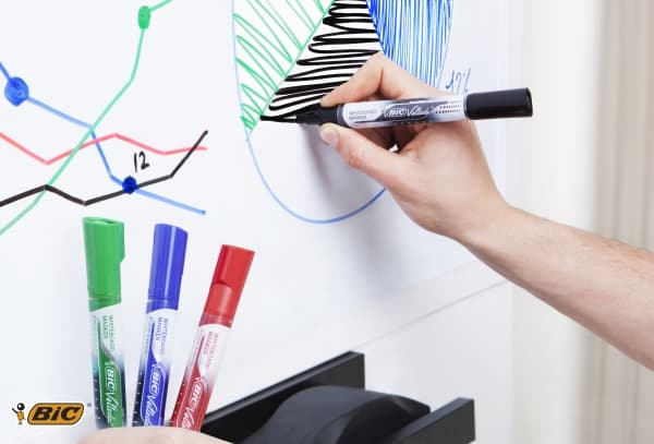 BIC VELLEDA - Markør - ikke-permanent - for whiteboard - svart - alkoholbasert blekk - 2.2 mm - medium (en pakke 12)