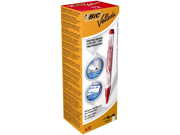 BIC 902089, 12 styck, Röd, Rundad spets, Röd, Röd, Rund
