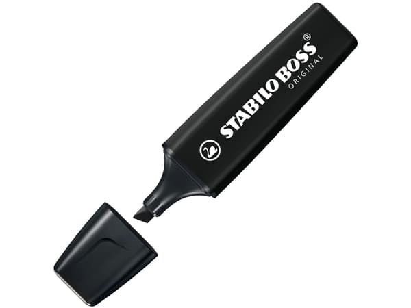 STABILO BOSS ORIGINAL, 1 stk, svart, 18 år, meiselspiss, svart, plast