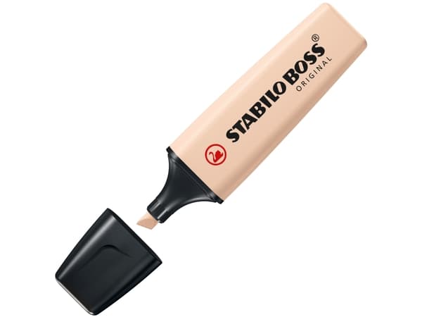 STABILO BOSS ORIGINAL NatureColors, 4 styck, Beige, Svart, Grön, Ljusgrå, 18 År, Mejselspets, Multifärg, Plast