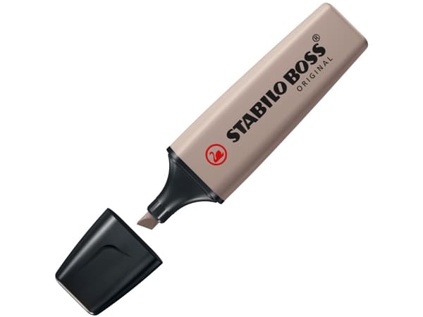 STABILO BOSS ORIGINAL NatureColors, 4 styck, Beige, Svart, Grön, Ljusgrå, 18 År, Mejselspets, Multifärg, Plast