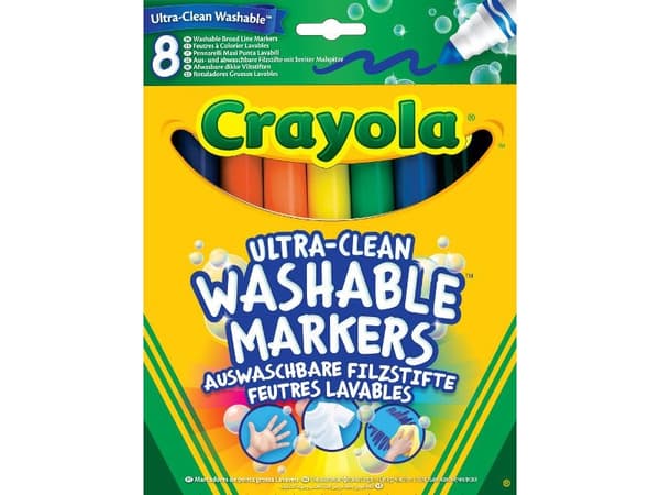 Crayola Ultra Clean Washable, 8 styck, Multifärg, 3 År, Rundad spets, Rund, Barn