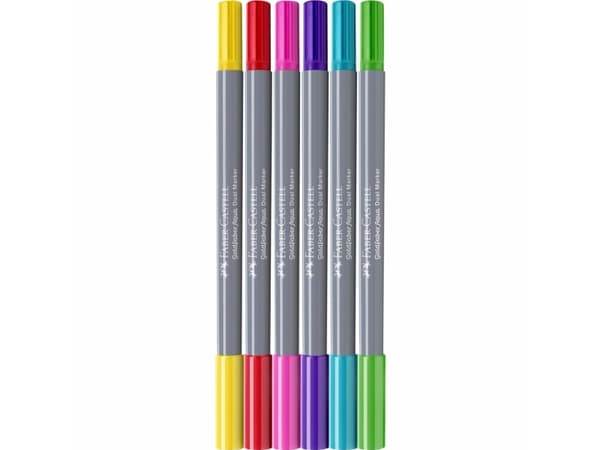 Faber-Castell 164528, 6 styck, Blandade färger, Pensel / Fin spets, Blandade färger, Rund, Vattenbaserat bläck