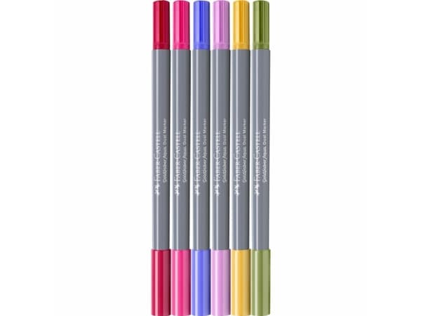 Faber-Castell 164527, 6 stykker, Assorterte farger, Pensel / fin tupp, Assorterte farger, Rund, Vann-basert blekk
