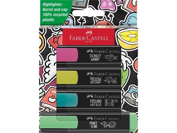 Faber-Castell Textliner Graffiti, 4 styck, Blå, Grön, Rosa, Gul, Mejselspets, Plast, 1 mm, 5 mm