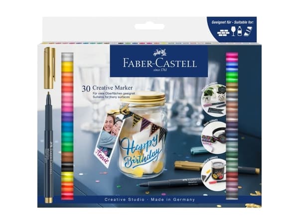 Faber-Castell Creative Marker, 30 stykker, Flerfarget, Projektil spiss, Flerfarget, Rund, 1,5 mm