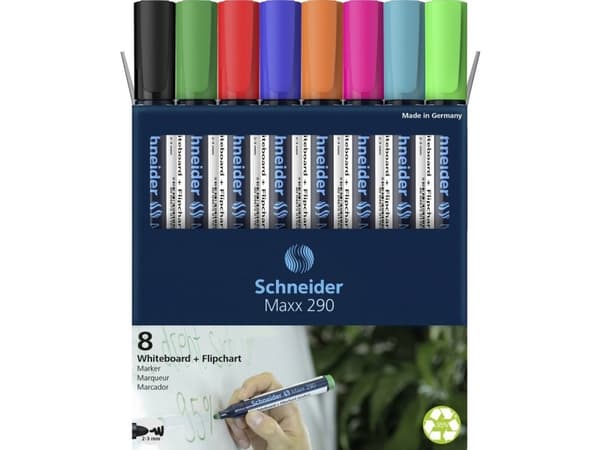 Schneider Schreibgeräte Maxx, 8 styck, Svart, Blå, Grön, Ljusblå, Ljusgrön, Orange, Rosa, Röd, Rundad spets, Svart, Blå, Grön, Ljusblå, Ljusgrå, Oran