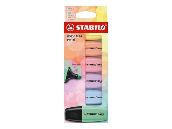 STABILO BOSS MINI, 6 styck, Multifärg, 3 År, Mejselspets, 2 mm, 5 mm