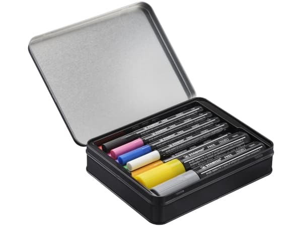 STABILO FREE Acrylic, 11 styck, Svart, Blå, Karmin, Mörkgrå, Grön, lila, Orange, Rosa, Violett, Vit, Gul, 14 År, Rund, 1 mm, 1 cm