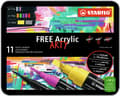 Miniatyrbild 1 av 5: STABILO FREE Acrylic, 11 styck, Svart, Blå, Karmin, Mörkgrå, Grön, lila, Orange, Rosa, Violett, Vit, Gul, 14 År, Rund, 1 mm, 1 cm