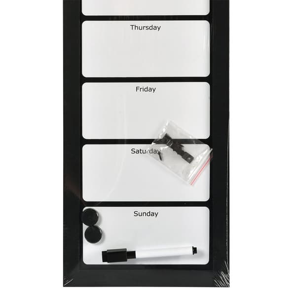 Veckoplaneringstavla Whiteboard - Svart Träram - 60x20 cm
