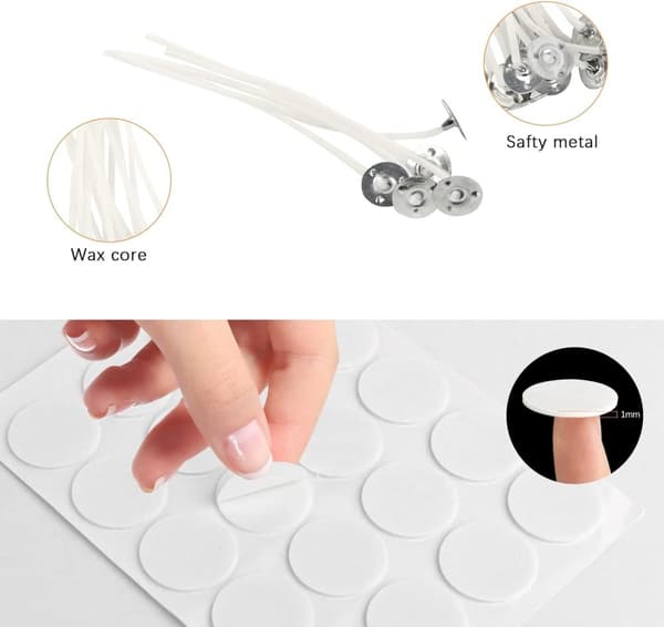 INF 100-delers bomullslysveker med metallfliker Wicks-klistremerker for stearinlys DIY