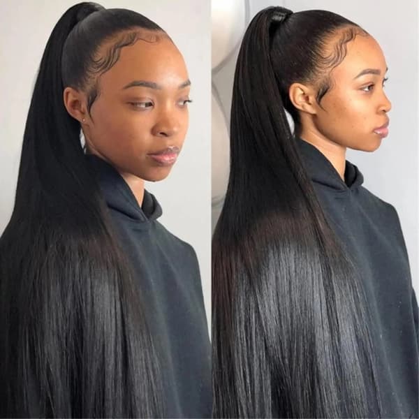 Brasiliansk Rakt Hår Peruk, 100% Mänskligt Hår, HD Spets Teknologi, 13x6 HD Lace Wig, 14 tum, 180%