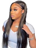 Miniatyrbild 1 av 2: Mänskliga Hårperuker, HD Transparent Spetsfrontal, Limfri Peruk, 13x4 Lace Wig, 4 tum, 200 densitet