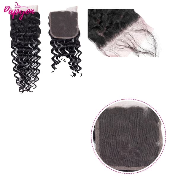 Lace Closure, 4x4 Spetsstorlek, Handknuten Metod, Transparent Spetsfärg,22tum, 4x4 Stängning Endast