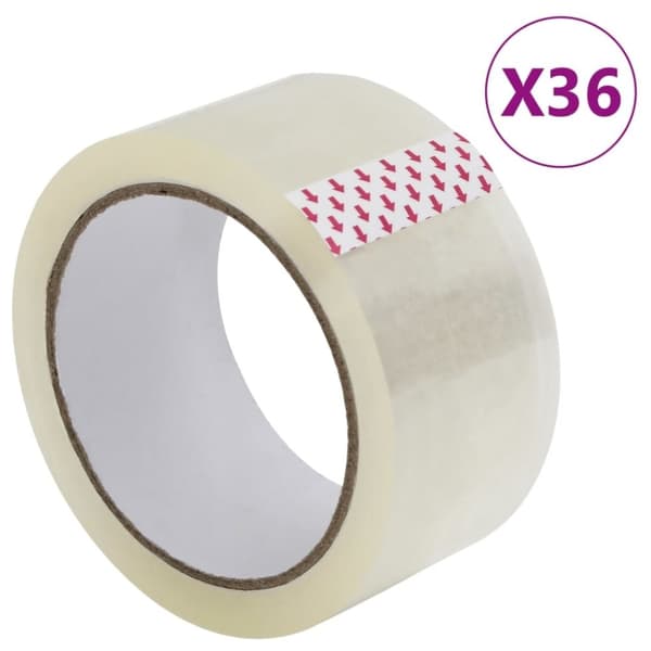 vidaXL Pakkausteippi 36 kpl läpinäkyvä 48 mm x 66 m