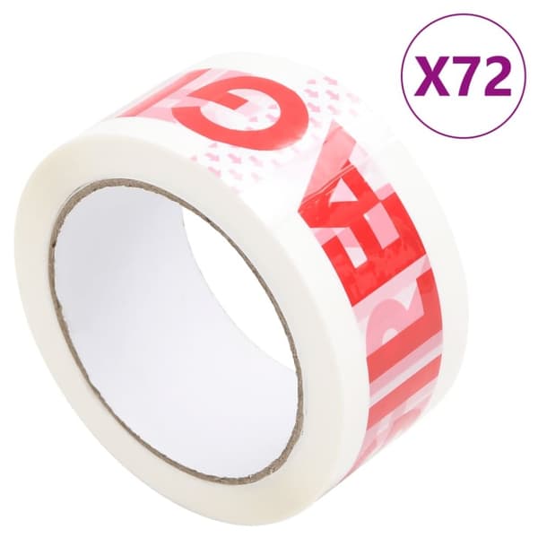 vidaXL pakketape 72 stk. 48 mm x 66 m FRAGILE-print hvid