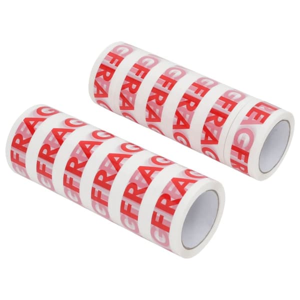 Förpackningstejp 12 st FRAGILE vit 48 mm x 66 m