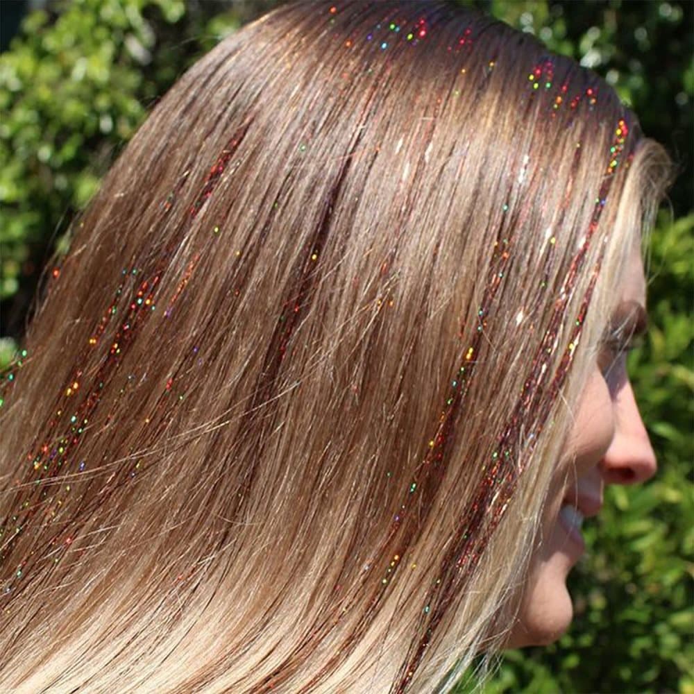 Glitter extensions glitrende hår guld / rød / blå CDON
