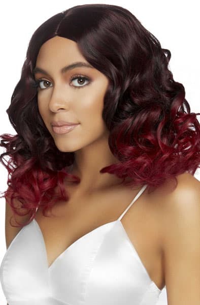 Curly Ombre Long Bob Wig Burgundy Parukk