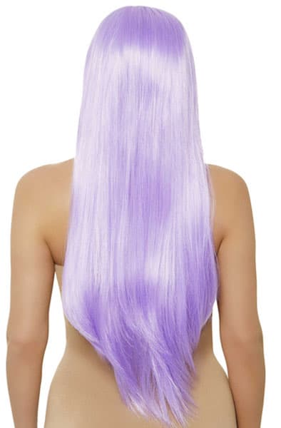 Long Straight Center Part Wig Lavender Parukk
