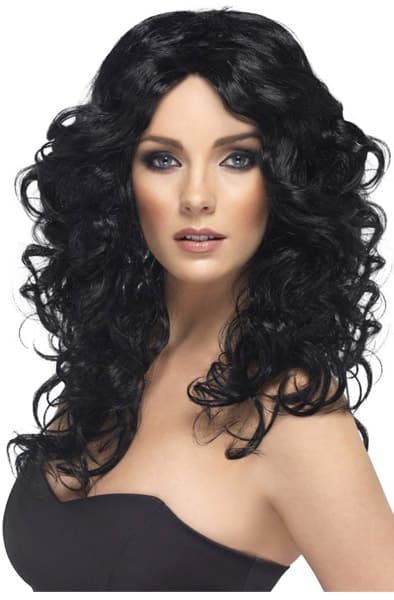 Glamour Curly Wig Black Parukk