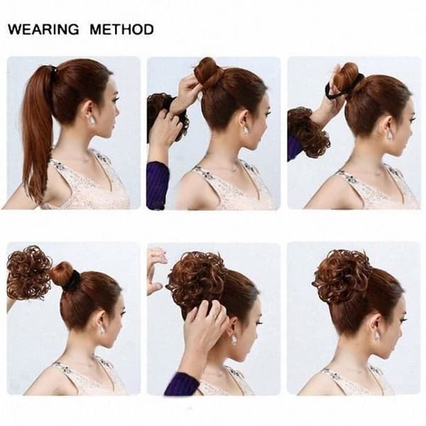 Scrunchy Wavy Scrunchie, Voluminous Updo Hair Bull Extensions, Hästsvans Hårstycke Blond P08836