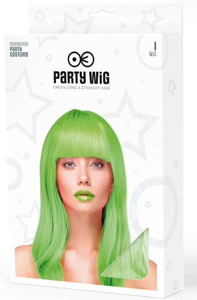 Party Wig Long Straight Hair Neon Green Parukk