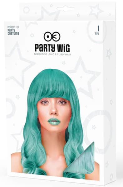 Party Wig Long Wavy Turquoise Hair Parukk
