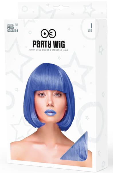 Party Wig Short Straight Hair Dark Blue Paryk