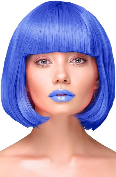Party Wig Short Straight Hair Dark Blue Paryk